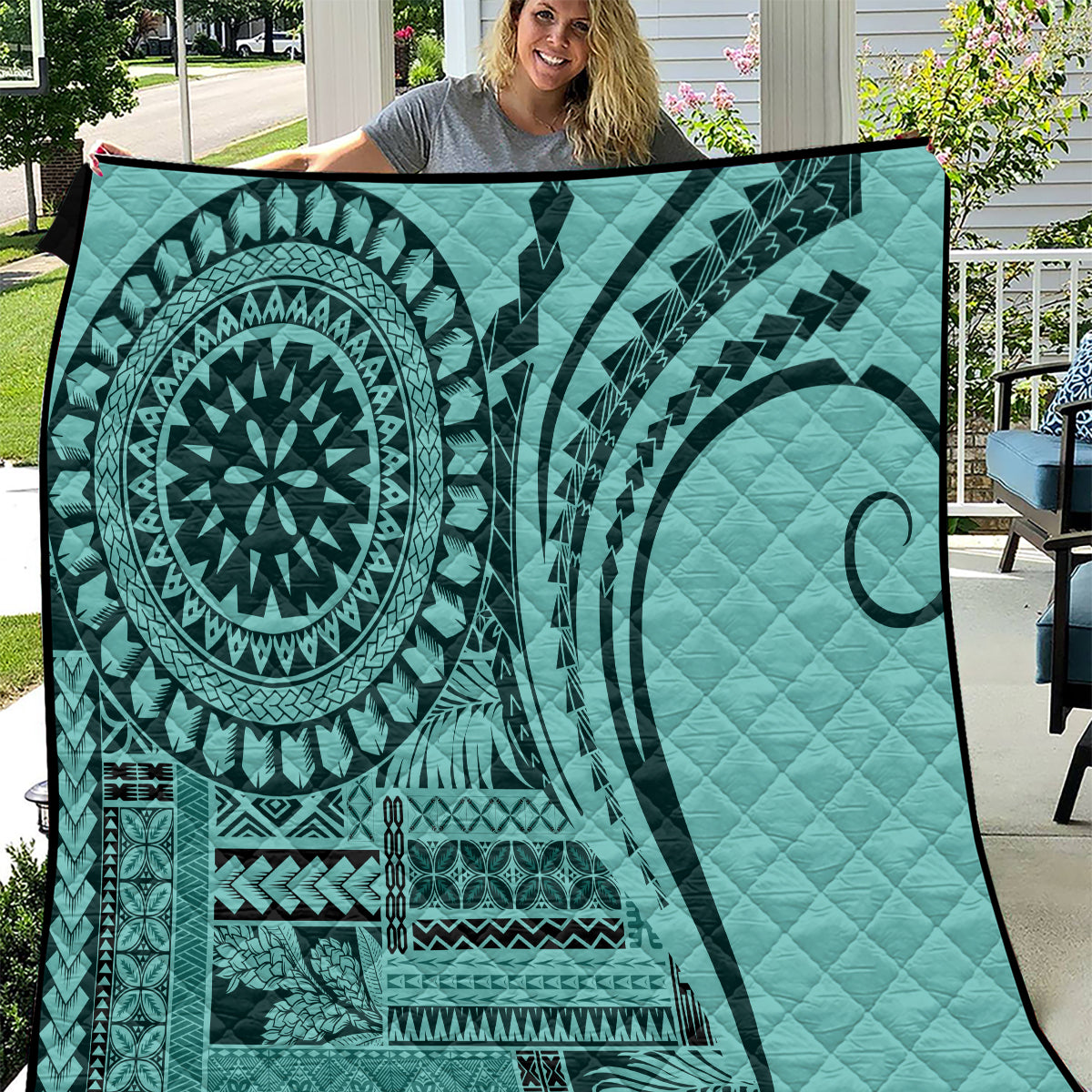 Samoa Siapo Arty Quilt Turquoise Style - Wonder Print Shop