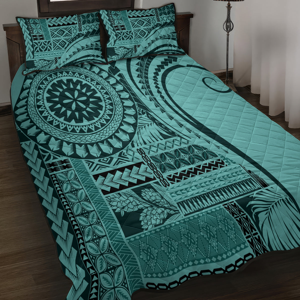 Samoa Siapo Arty Quilt Bed Set Turquoise Style - Wonder Print Shop