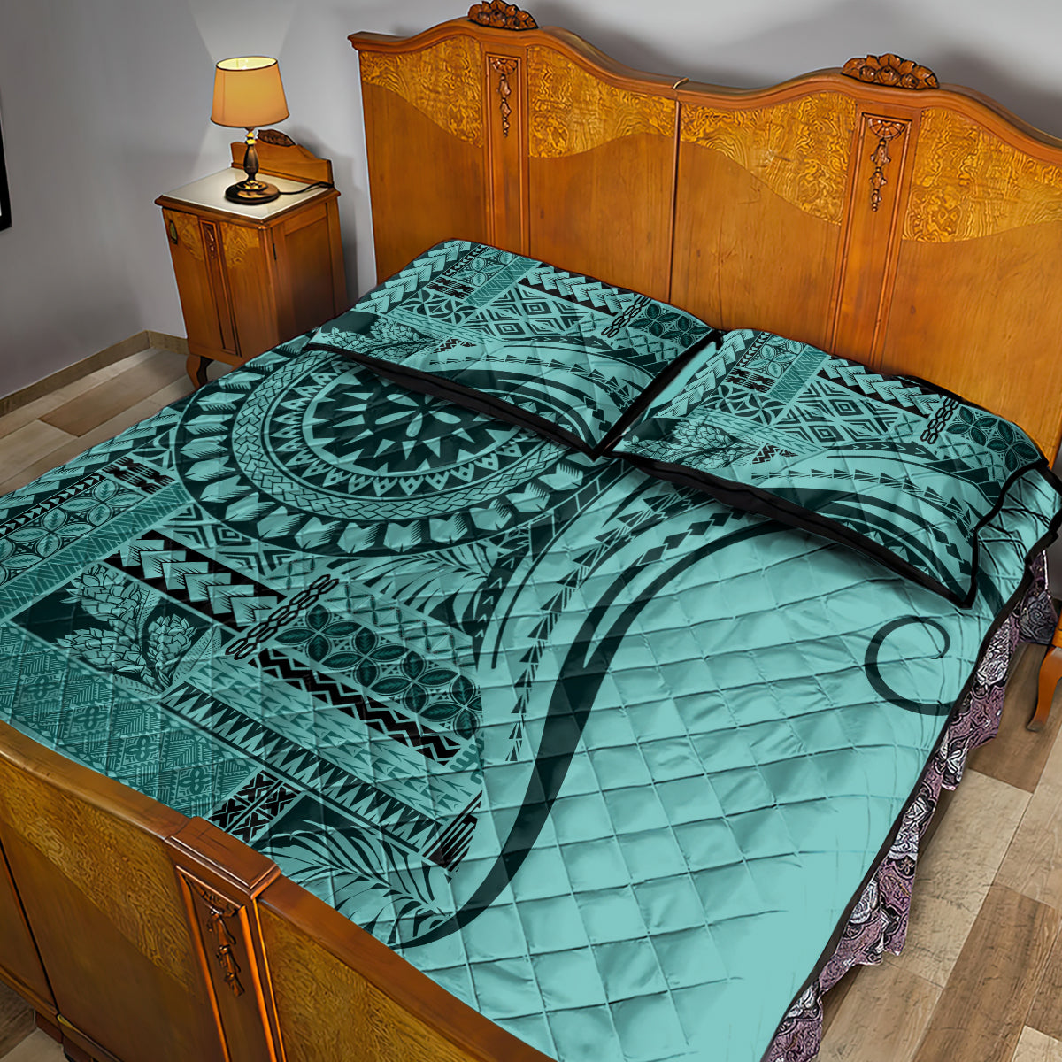 Samoa Siapo Arty Quilt Bed Set Turquoise Style - Wonder Print Shop