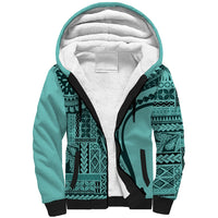 Samoa Siapo Arty Sherpa Hoodie Turquoise Style - Wonder Print Shop