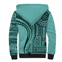 Samoa Siapo Arty Sherpa Hoodie Turquoise Style - Wonder Print Shop
