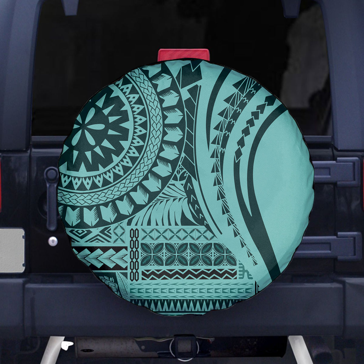 Samoa Siapo Arty Spare Tire Cover Turquoise Style - Wonder Print Shop