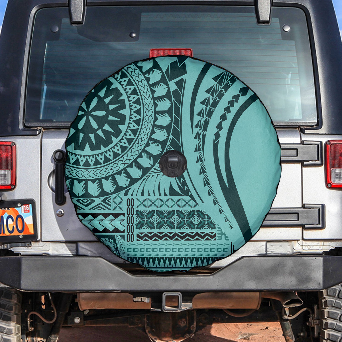 Samoa Siapo Arty Spare Tire Cover Turquoise Style - Wonder Print Shop