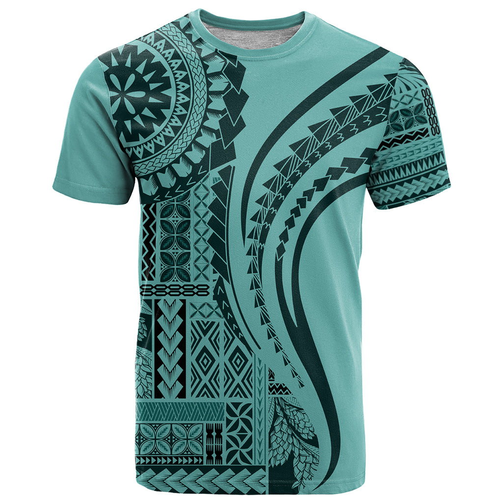 Samoa Siapo Arty T Shirt Turquoise Style - Wonder Print Shop