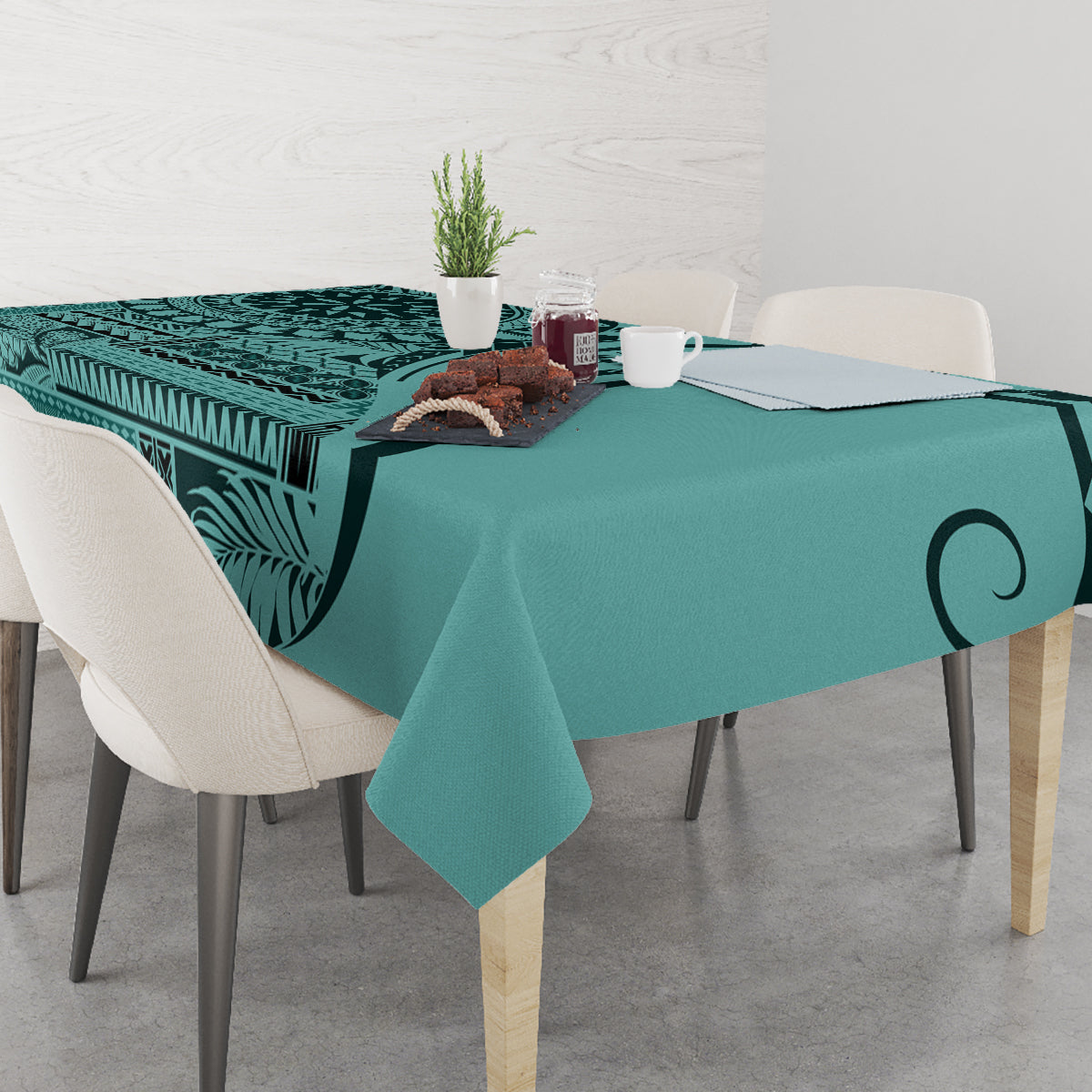 Samoa Siapo Arty Tablecloth Turquoise Style - Wonder Print Shop