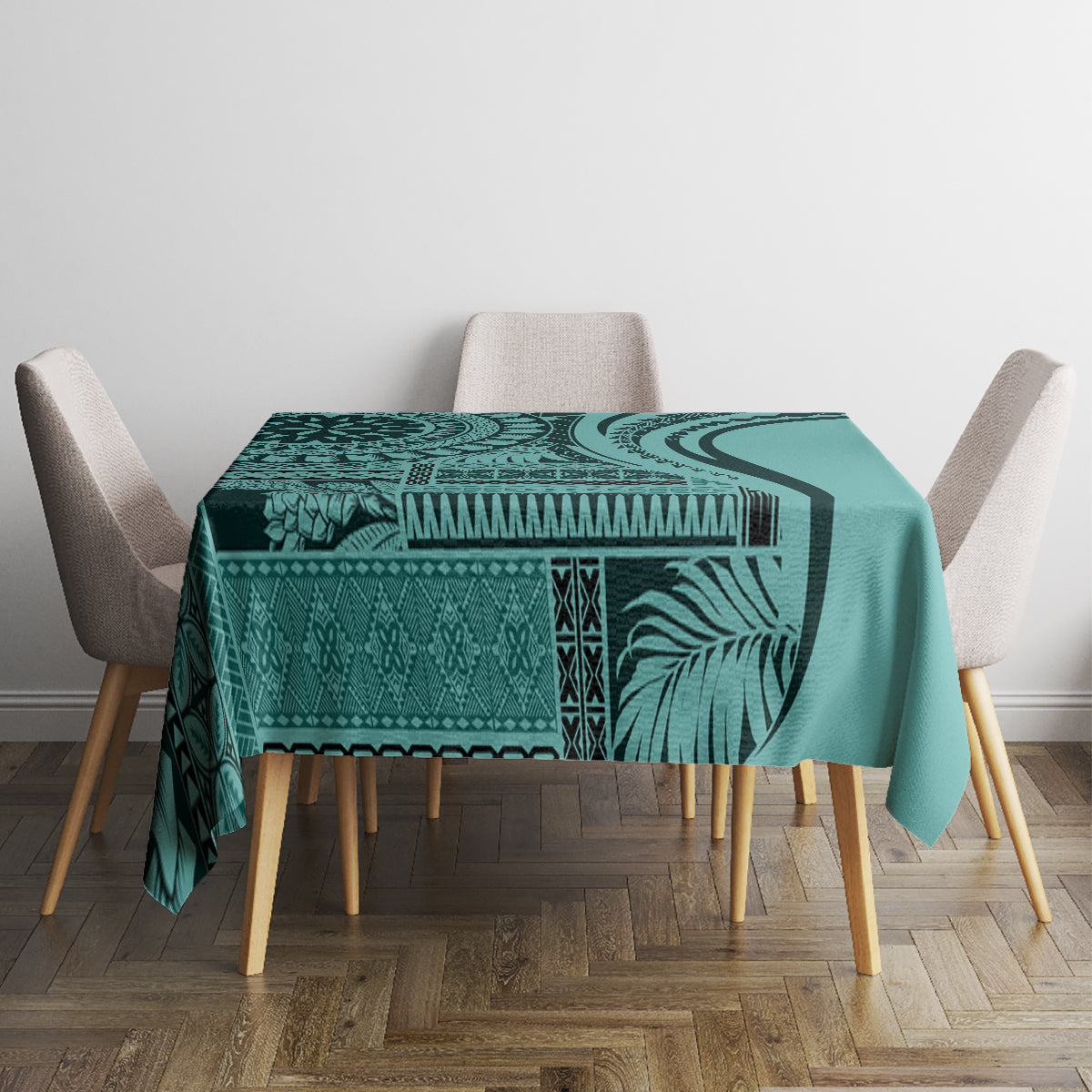Samoa Siapo Arty Tablecloth Turquoise Style - Wonder Print Shop