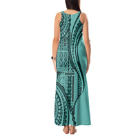 Samoa Siapo Arty Tank Maxi Dress Turquoise Style - Wonder Print Shop