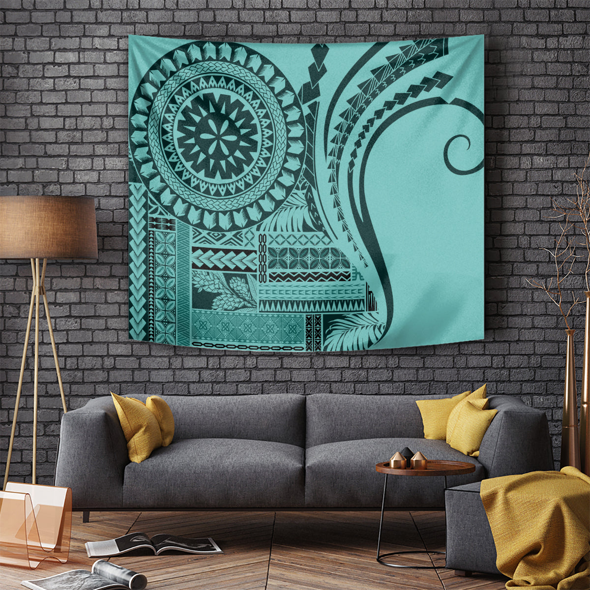 Samoa Siapo Arty Tapestry Turquoise Style - Wonder Print Shop