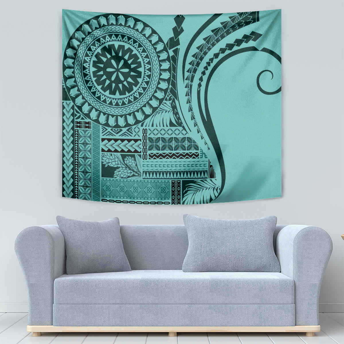 Samoa Siapo Arty Tapestry Turquoise Style - Wonder Print Shop
