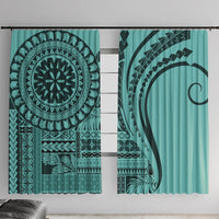 Samoa Siapo Arty Window Curtain Turquoise Style - Wonder Print Shop