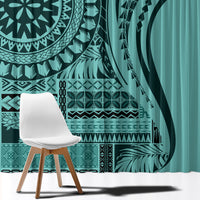 Samoa Siapo Arty Window Curtain Turquoise Style - Wonder Print Shop