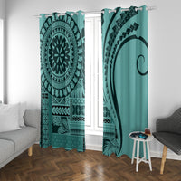 Samoa Siapo Arty Window Curtain Turquoise Style - Wonder Print Shop