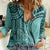 Samoa Siapo Arty Women Casual Shirt Turquoise Style - Wonder Print Shop
