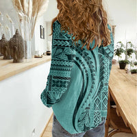 Samoa Siapo Arty Women Casual Shirt Turquoise Style - Wonder Print Shop