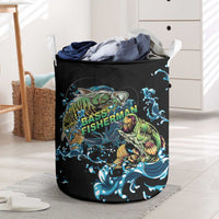 Bass Fishing Fisherman Laundry Basket Big Mouth Boat - Wonder Print Shop
