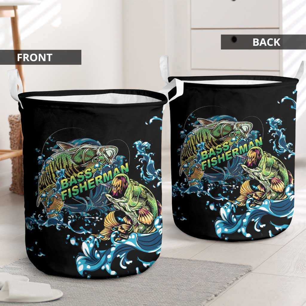 Bass Fishing Fisherman Laundry Basket Big Mouth Boat - Wonder Print Shop