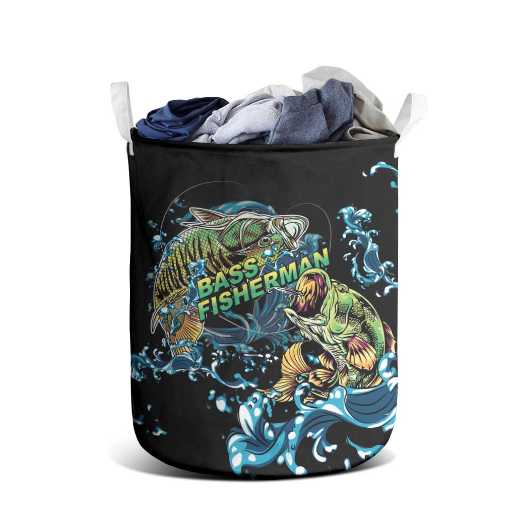 Bass Fishing Fisherman Laundry Basket Big Mouth Boat - Wonder Print Shop