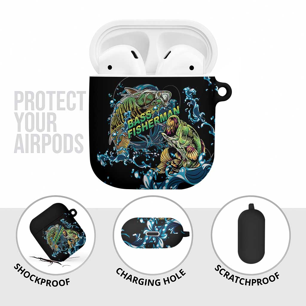 Bass Fishing Fisherman AirPods Case Big Mouth Boat - Wonder Print Shop