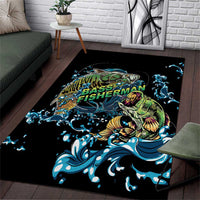 Bass Fishing Fisherman Area Rug Big Mouth Boat - Wonder Print Shop