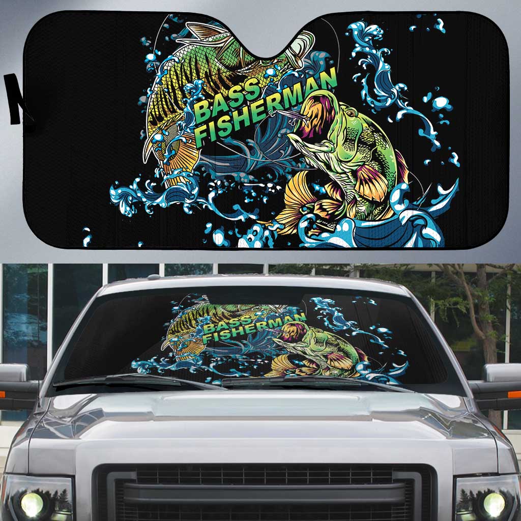 Bass Fishing Fisherman Auto Sun Shade Big Mouth Boat - Wonder Print Shop