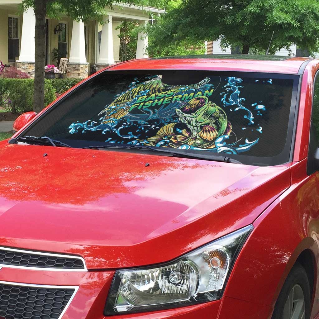 Bass Fishing Fisherman Auto Sun Shade Big Mouth Boat - Wonder Print Shop