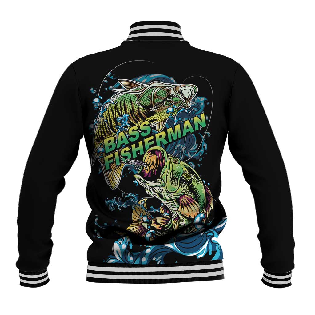 Bass Fishing Fisherman Baseball Jacket Big Mouth Boat - Wonder Print Shop