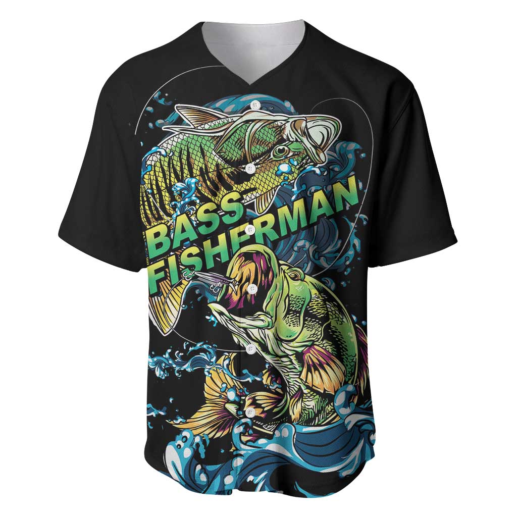 Bass Fishing Fisherman Baseball Jersey Big Mouth Boat - Wonder Print Shop
