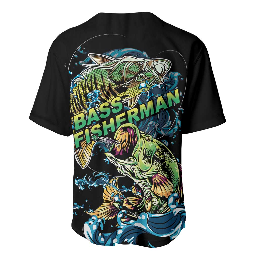 Bass Fishing Fisherman Baseball Jersey Big Mouth Boat - Wonder Print Shop
