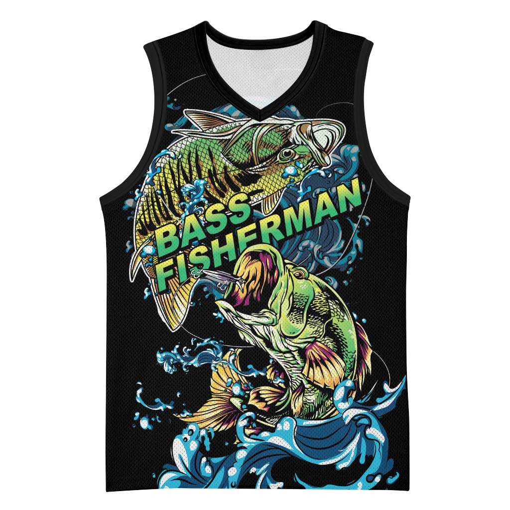 Bass Fishing Fisherman Basketball Jersey Big Mouth Boat - Wonder Print Shop