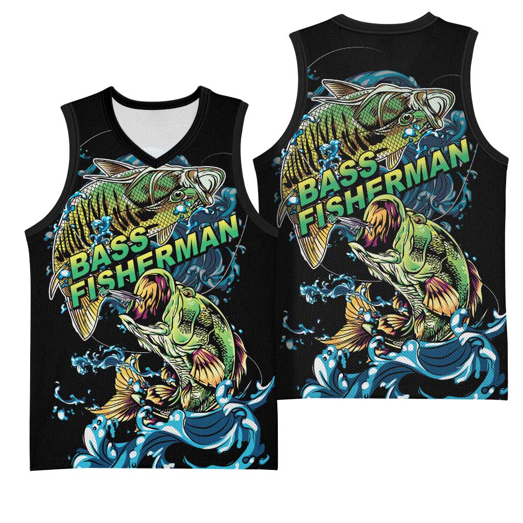 Bass Fishing Fisherman Basketball Jersey Big Mouth Boat - Wonder Print Shop