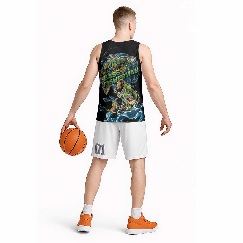 Bass Fishing Fisherman Basketball Jersey Big Mouth Boat - Wonder Print Shop