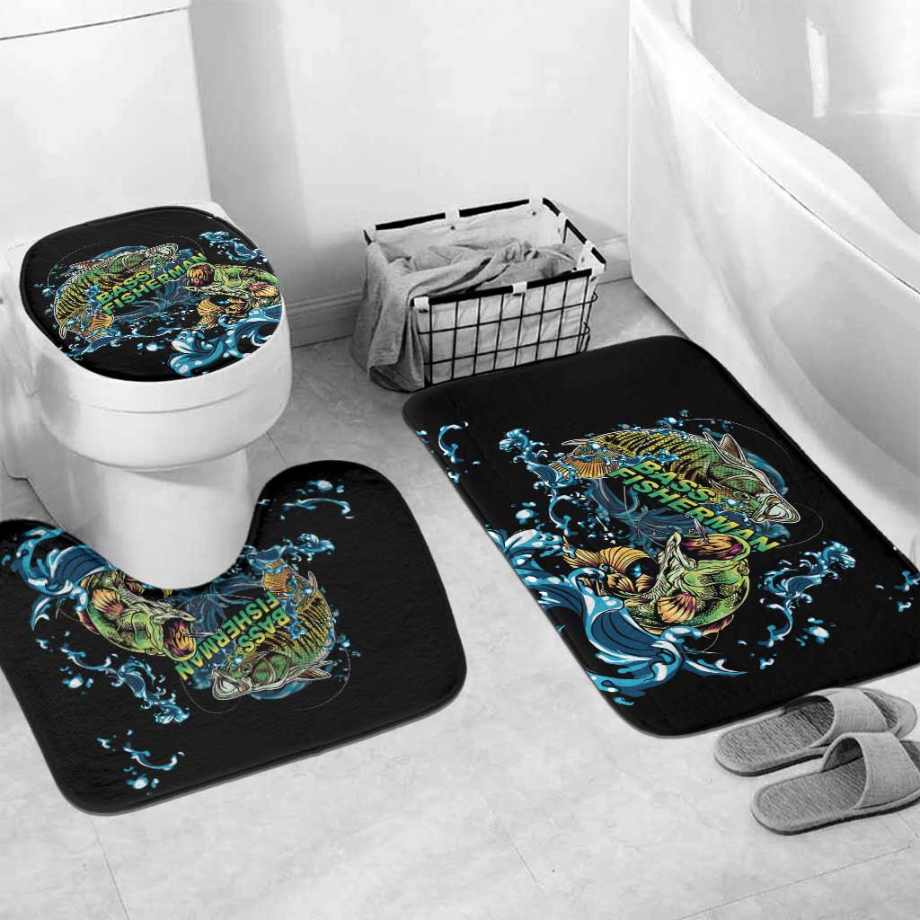 Bass Fishing Fisherman Bathroom Set Big Mouth Boat - Wonder Print Shop