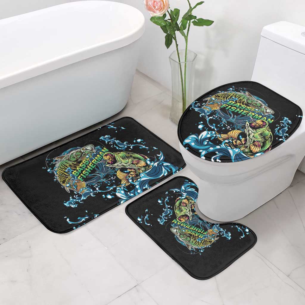 Bass Fishing Fisherman Bathroom Set Big Mouth Boat - Wonder Print Shop
