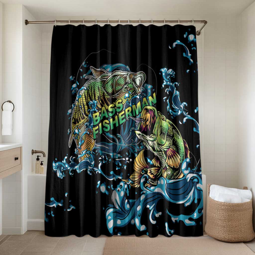Bass Fishing Fisherman Bathroom Set Big Mouth Boat - Wonder Print Shop