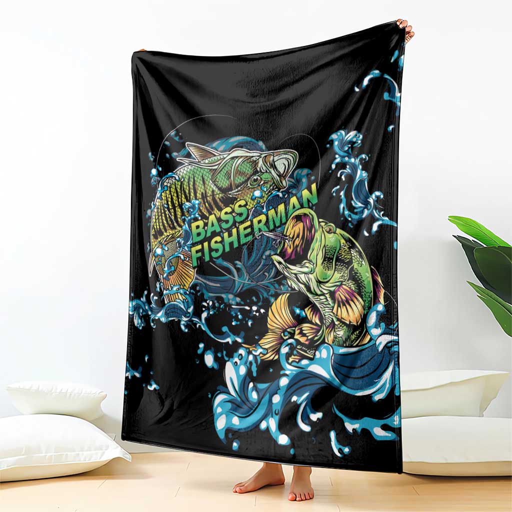 Bass Fishing Fisherman Blanket Big Mouth Boat - Wonder Print Shop