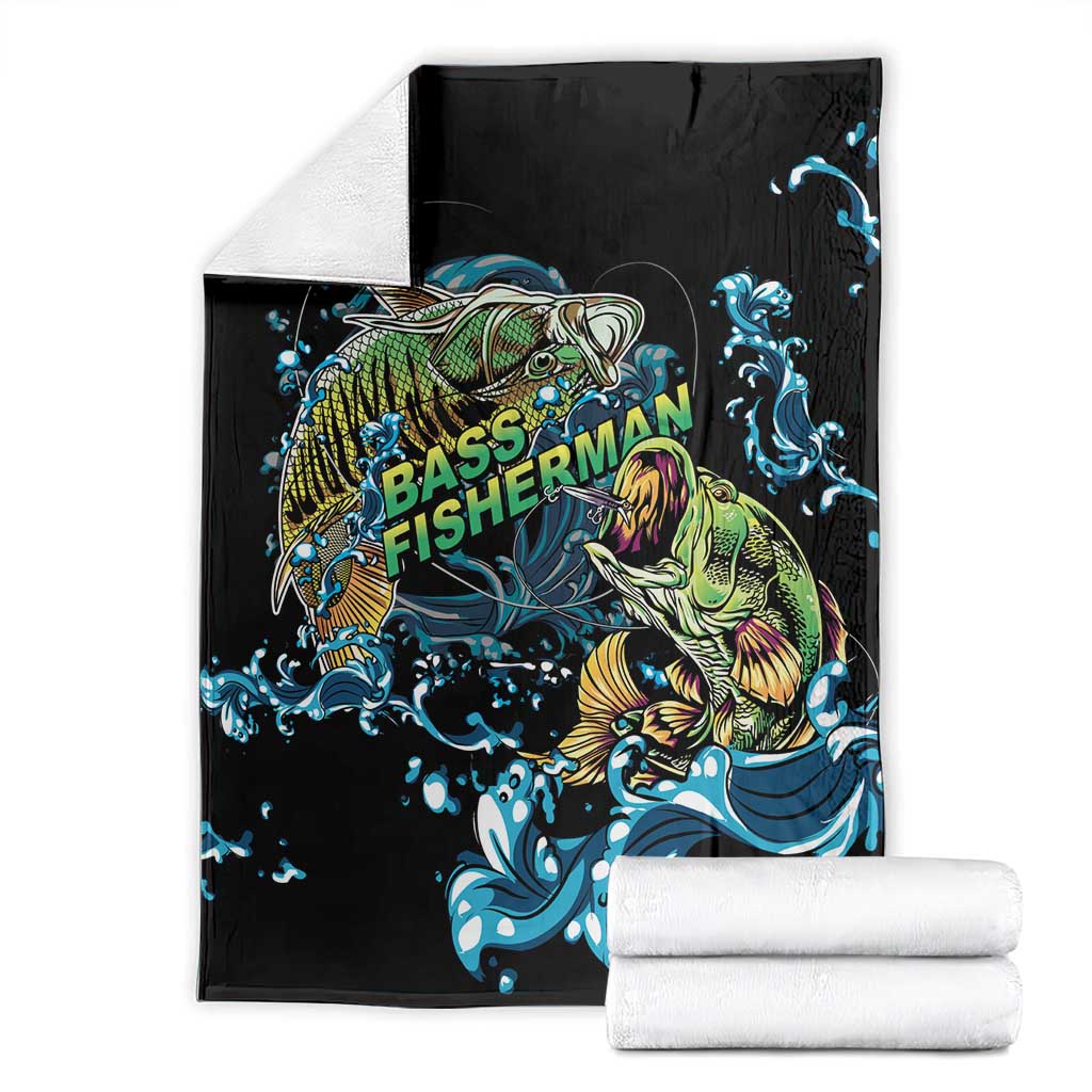 Bass Fishing Fisherman Blanket Big Mouth Boat - Wonder Print Shop