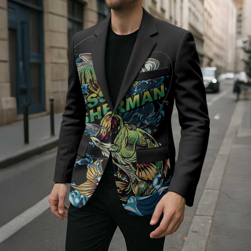 Bass Fishing Fisherman Blazer Big Mouth Boat - Wonder Print Shop