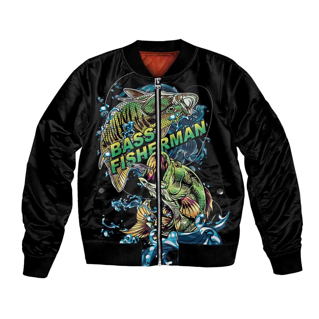 Bass Fishing Fisherman Bomber Jacket Big Mouth Boat - Wonder Print Shop