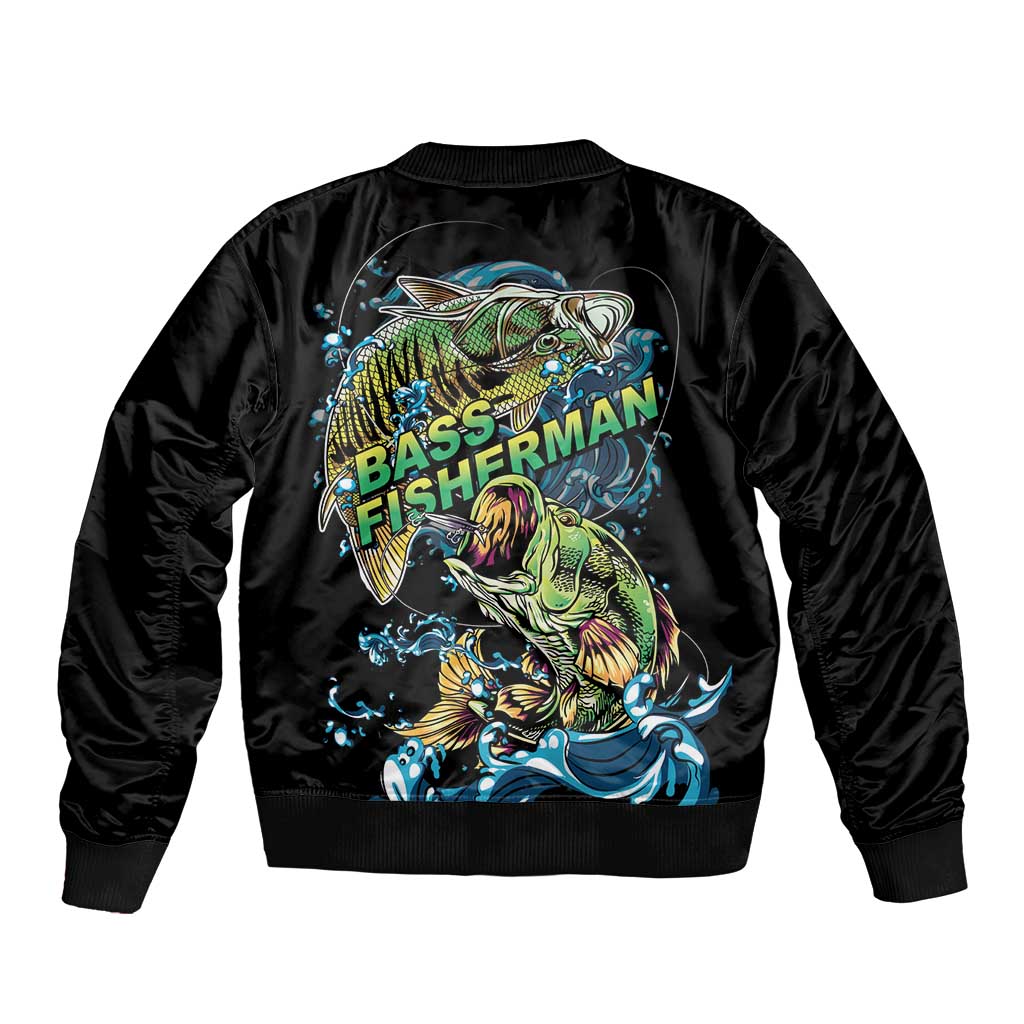 Bass Fishing Fisherman Bomber Jacket Big Mouth Boat - Wonder Print Shop