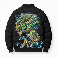 Bass Fishing Fisherman Bomber Puffer Jacket Big Mouth Boat - Wonder Print Shop