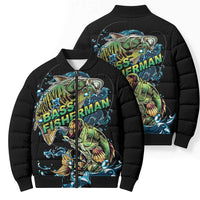Bass Fishing Fisherman Bomber Puffer Jacket Big Mouth Boat - Wonder Print Shop