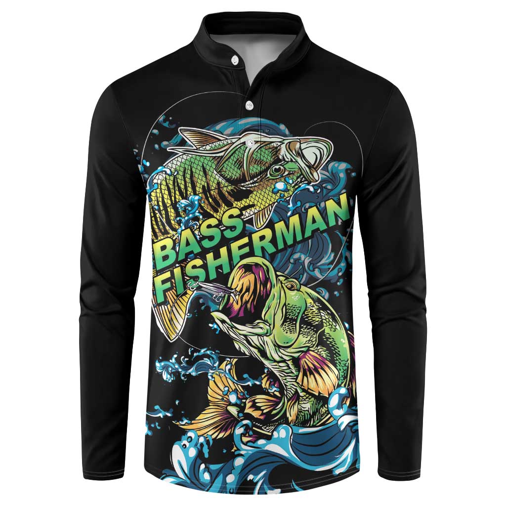 Bass Fishing Fisherman Button Sweatshirt Big Mouth Boat - Wonder Print Shop