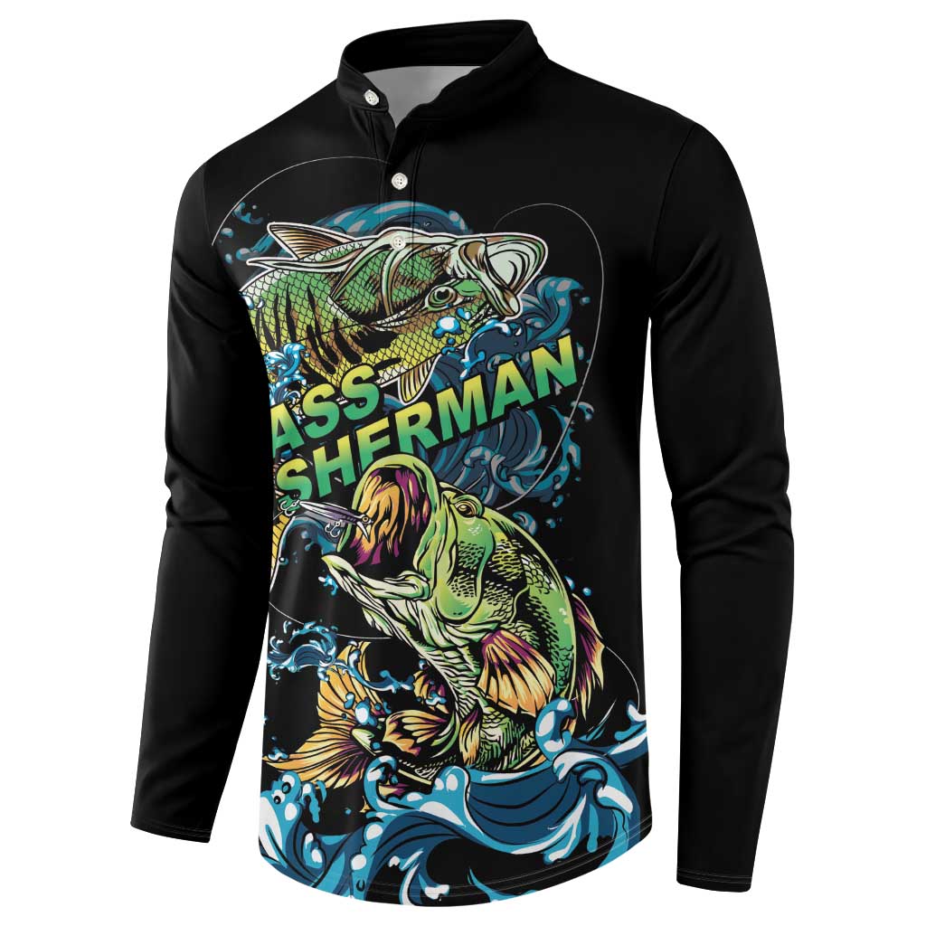Bass Fishing Fisherman Button Sweatshirt Big Mouth Boat - Wonder Print Shop