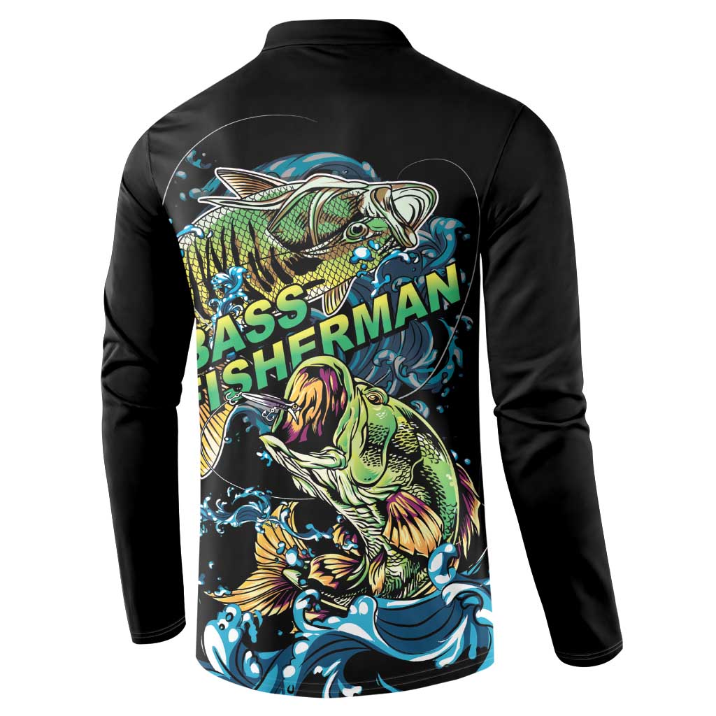 Bass Fishing Fisherman Button Sweatshirt Big Mouth Boat - Wonder Print Shop