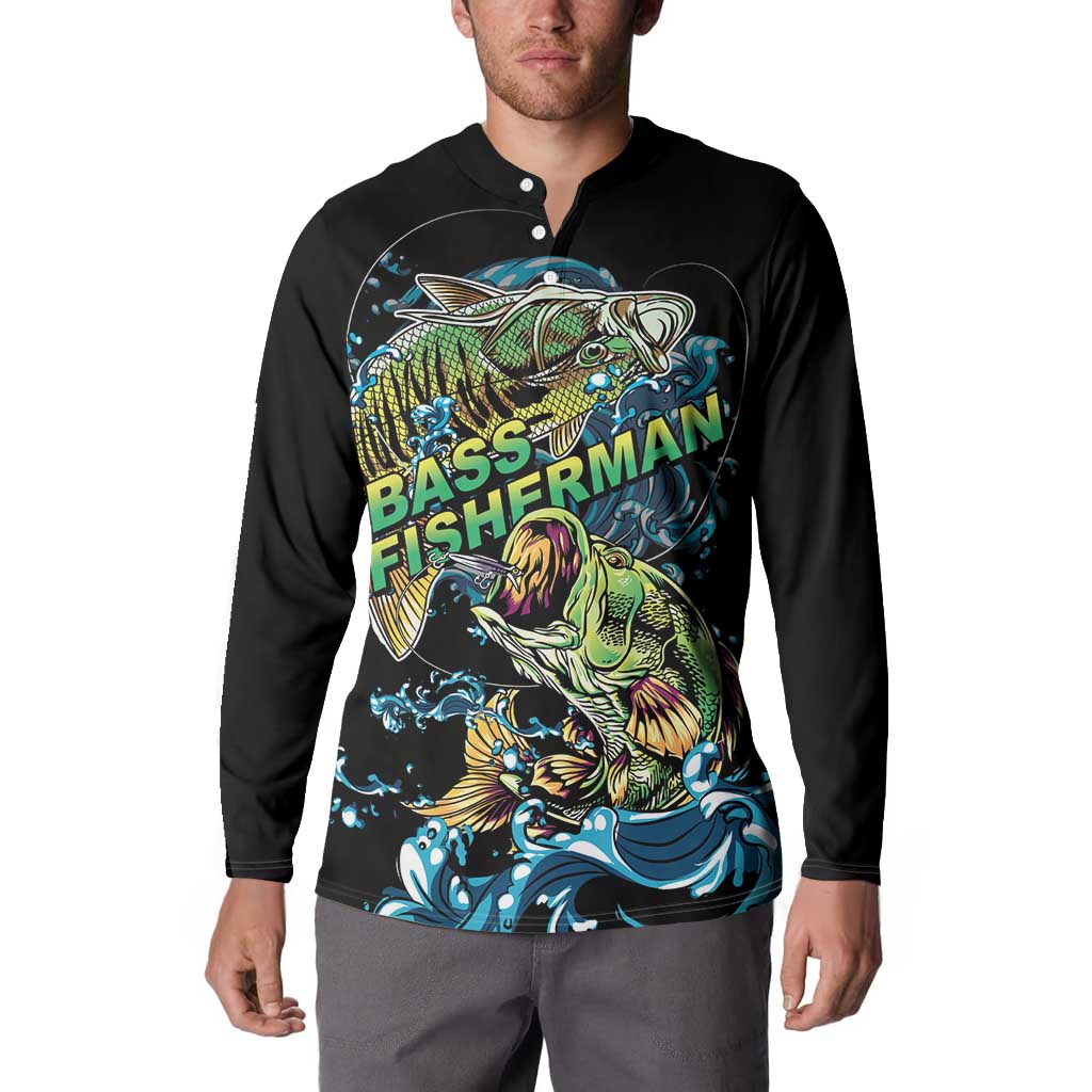 Bass Fishing Fisherman Button Sweatshirt Big Mouth Boat - Wonder Print Shop