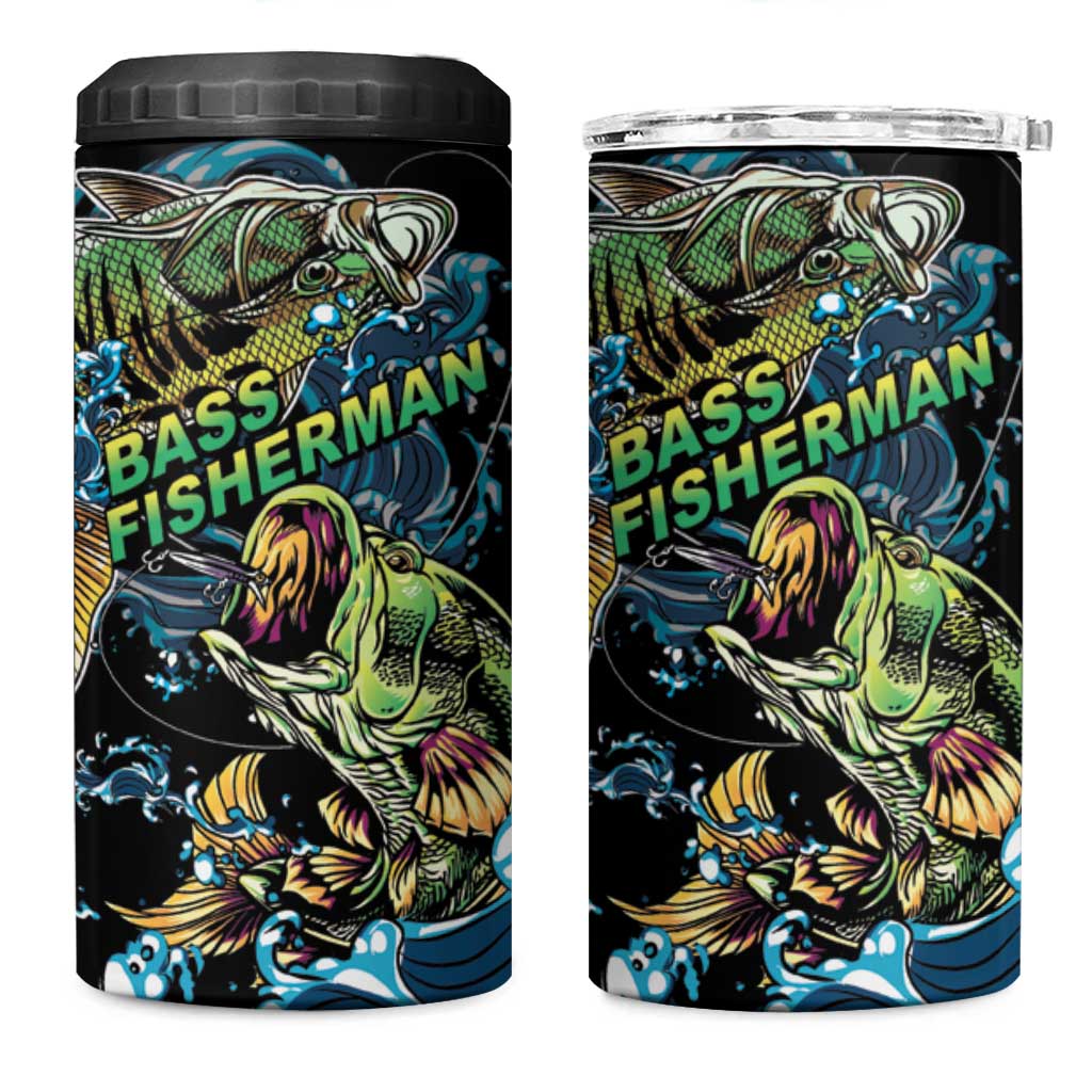 Bass Fishing Fisherman 4 in 1 Can Cooler Tumbler Big Mouth Boat - Wonder Print Shop