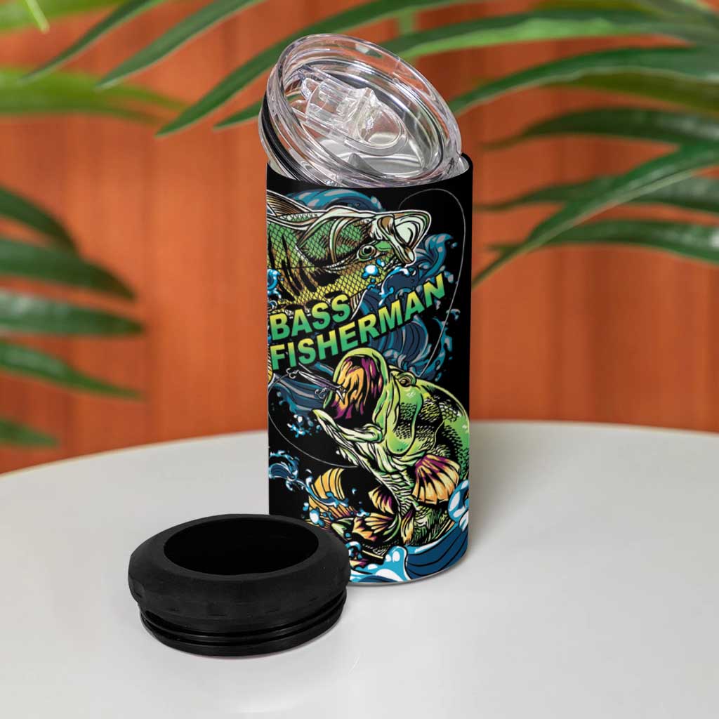 Bass Fishing Fisherman 4 in 1 Can Cooler Tumbler Big Mouth Boat - Wonder Print Shop
