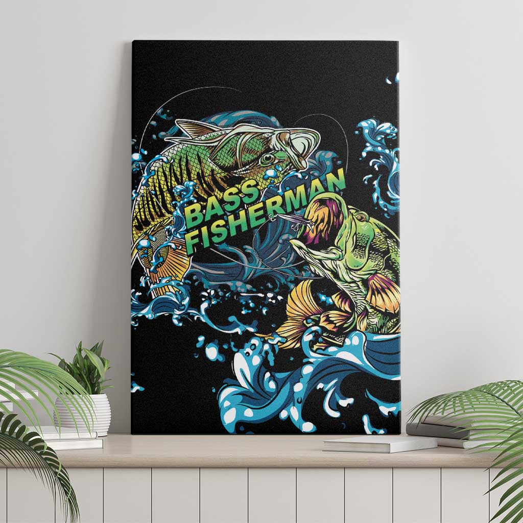 Bass Fishing Fisherman Canvas Wall Art Big Mouth Boat - Wonder Print Shop
