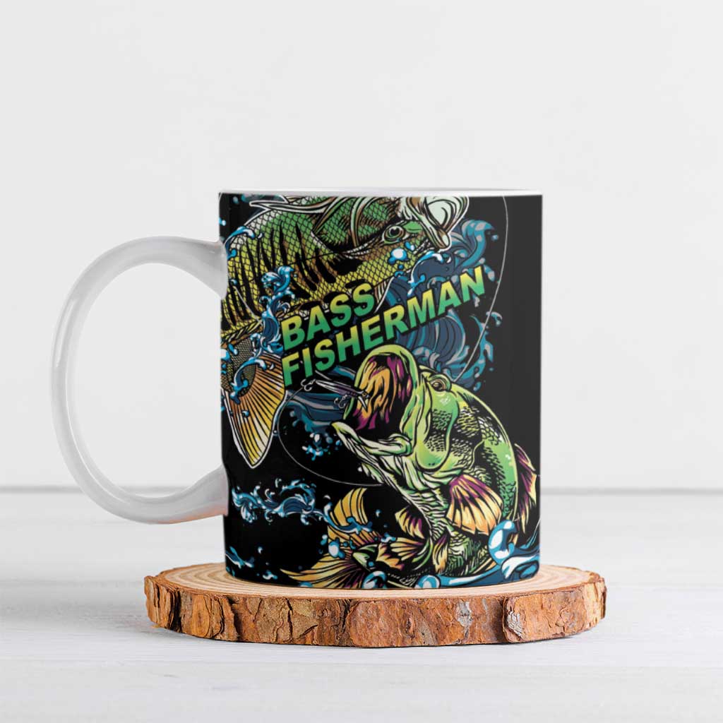 Bass Fishing Fisherman Ceramic Mug Big Mouth Boat - Wonder Print Shop