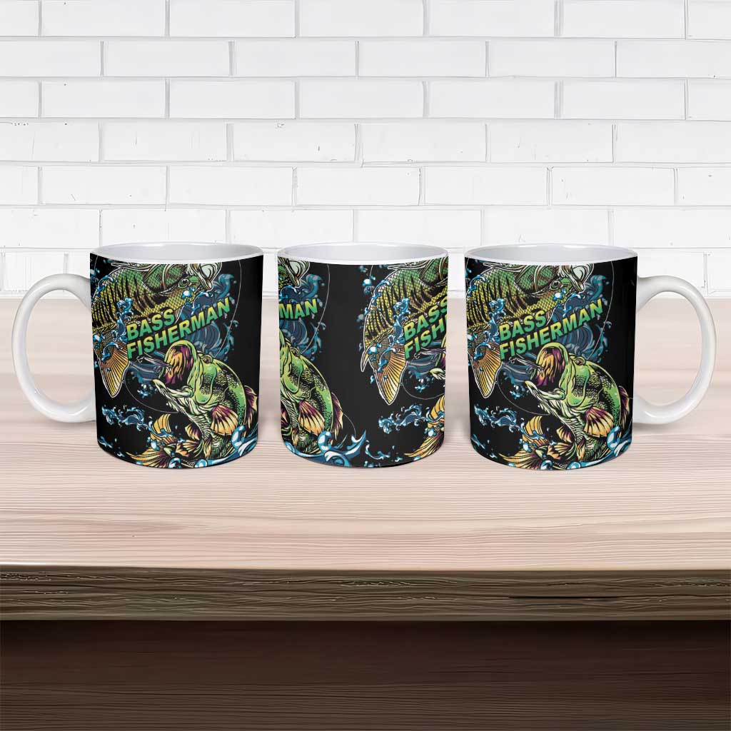 Bass Fishing Fisherman Ceramic Mug Big Mouth Boat - Wonder Print Shop